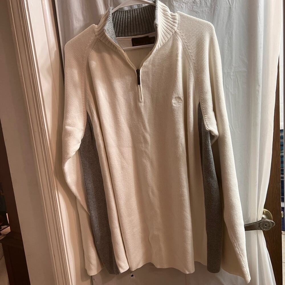 Timberland white gray men’s 1/4 zip sweater high neck size xl